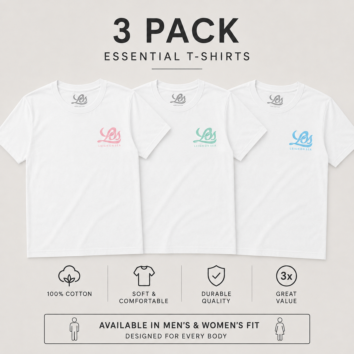 LOS 3-Pack Essential T-Shirts - Pastel Pack