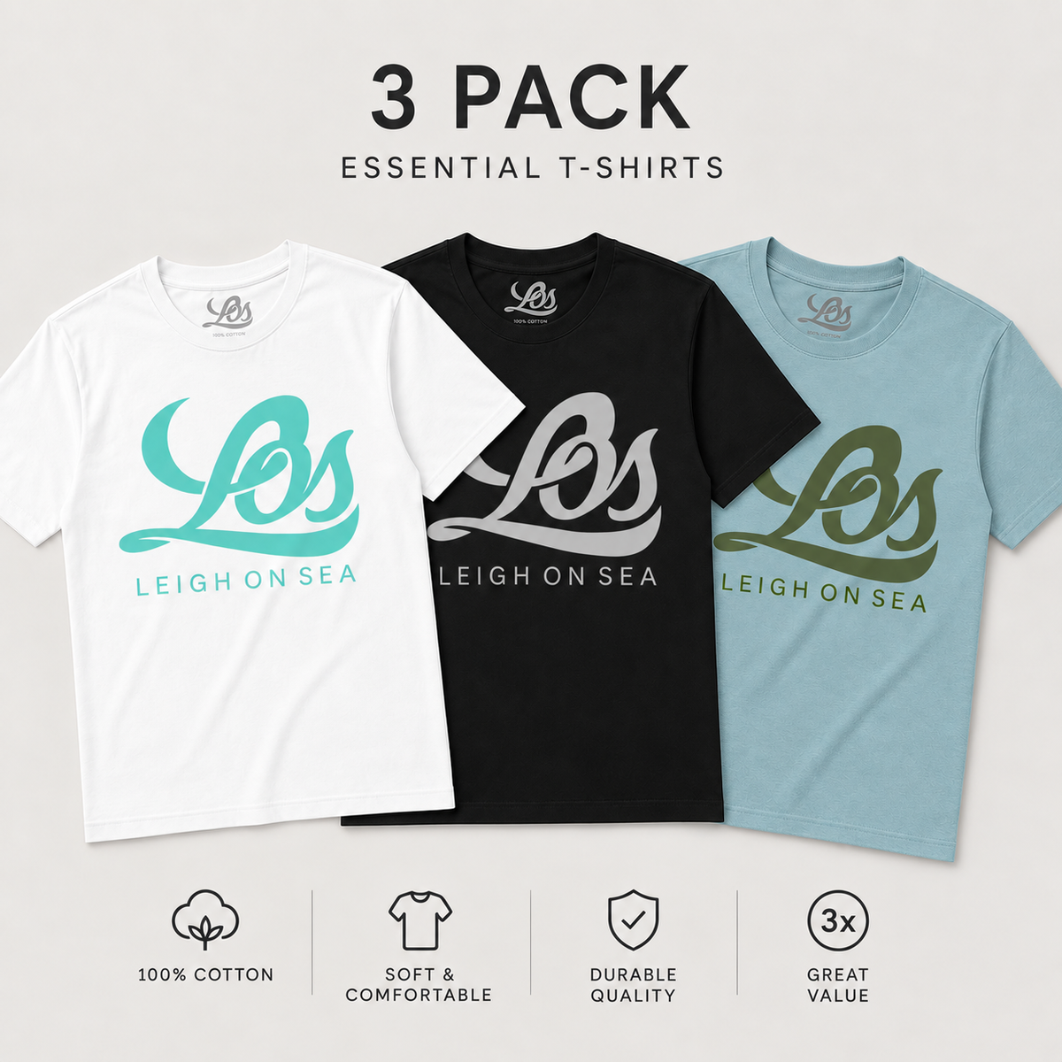 LOS Signature Large Logo T-Shirt — Unisex 3 Pack