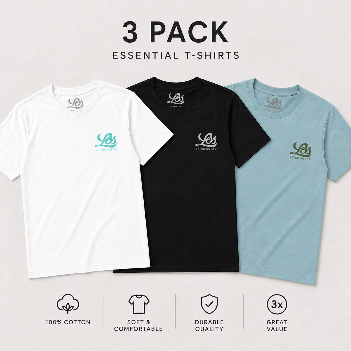 LOS Signature Logo T-Shirt — Unisex 3 Pack